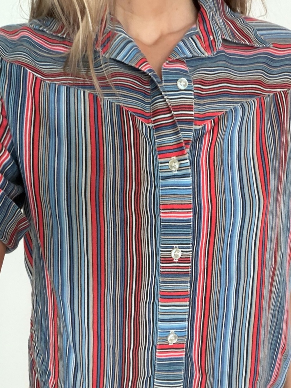 Vintage Jinny Jin country western striped crop button down shirt top small s